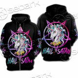 Unicorn Hail Satan SED-1078 Hoodie & Zip Hoodie Raglan