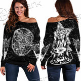 Baphomet With Cat SED-1079 Off Shoulder Sweaters