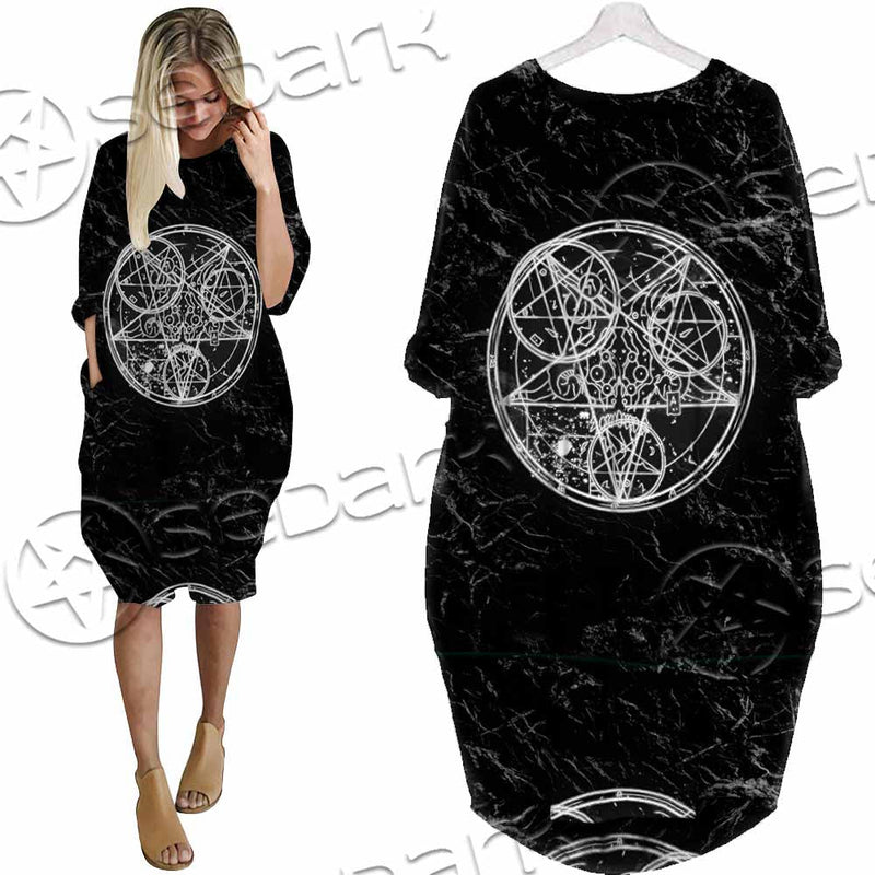 Baphomet With Cat SED-1079 Batwing Pocket Dress