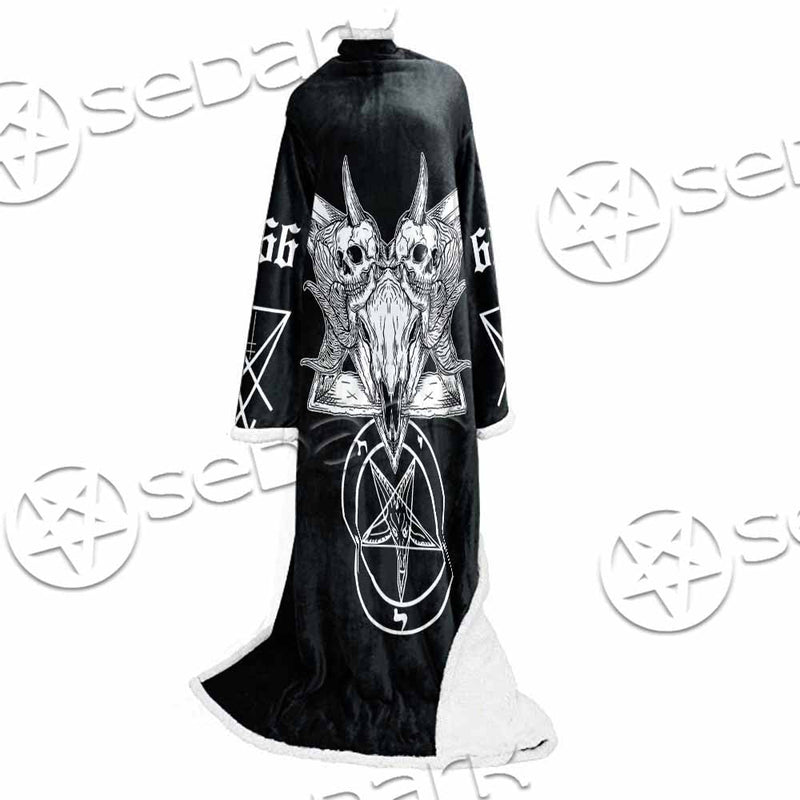 Skull Baphomet Satanism SED-1080 Sleeved Blanket