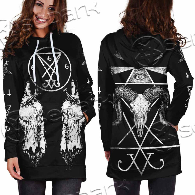 Lucifer Inverted Cross SED-1081 Hoodie Dress