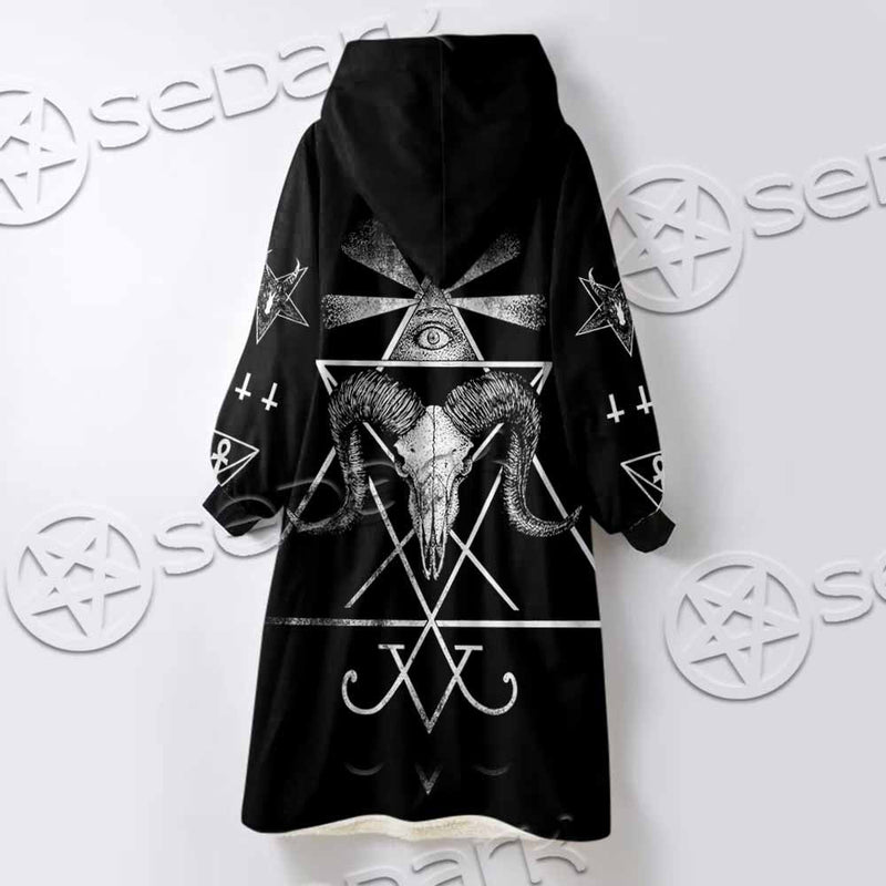 Lucifer Inverted Cross SED-1081 Oversized Sherpa Blanket Hoodie