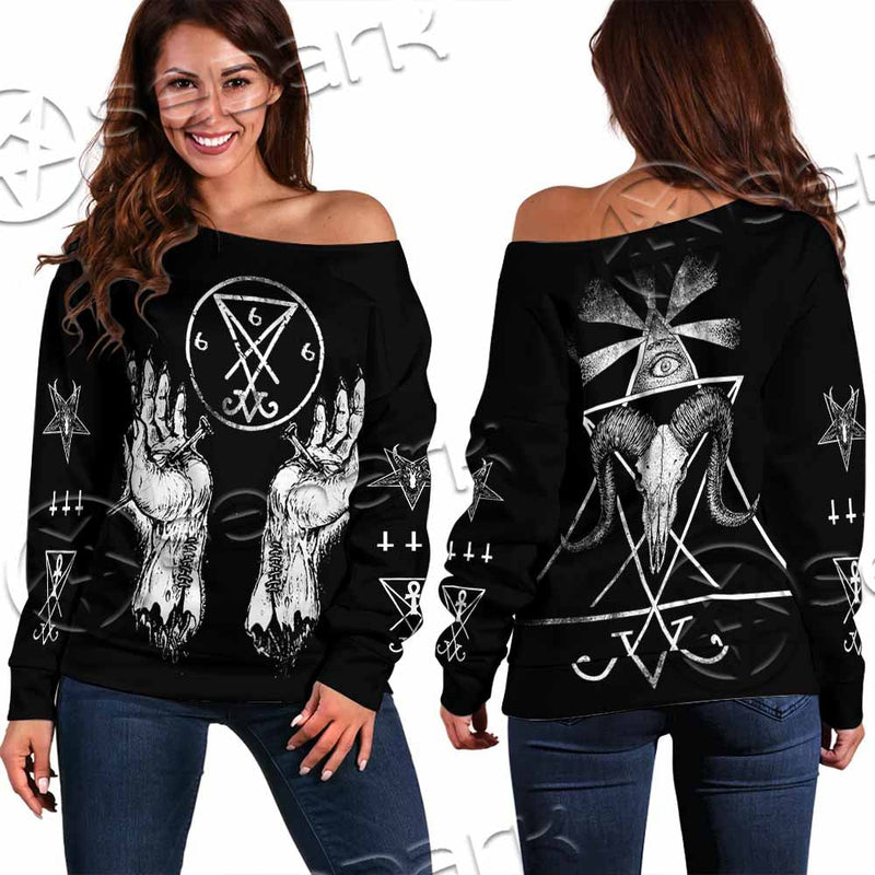Lucifer Inverted Cross SED-1081 Off Shoulder Sweaters