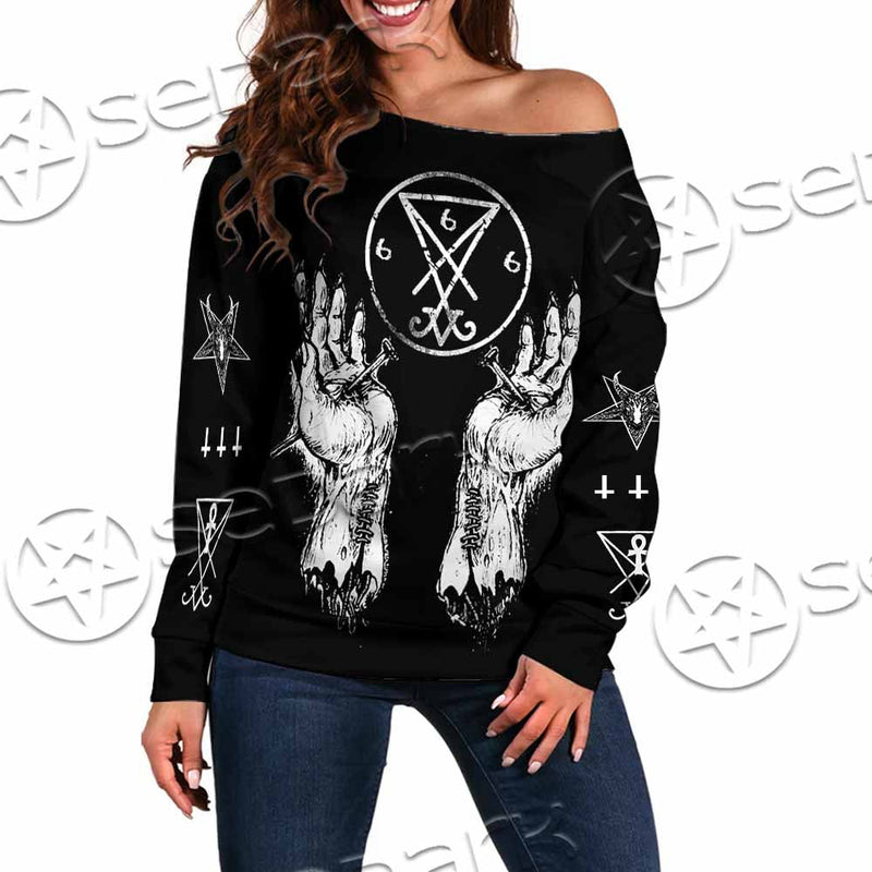 Lucifer Inverted Cross SED-1081 Off Shoulder Sweaters