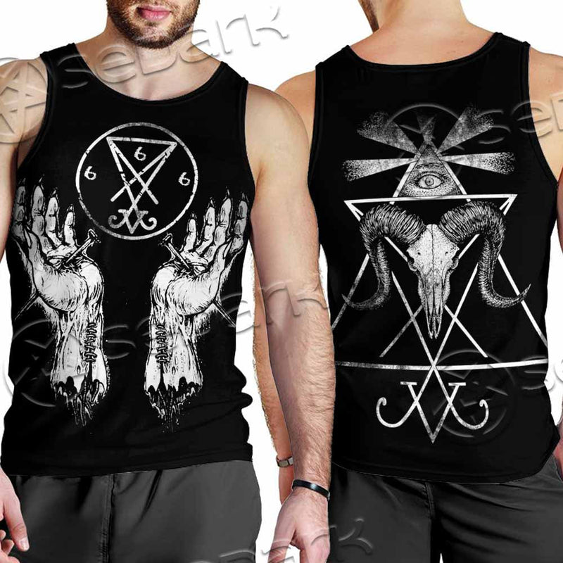 Lucifer Inverted Cross SED-1081 Men Tank-tops