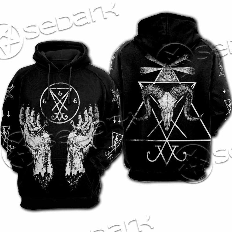 Lucifer Inverted Cross SED-1081 Hoodie & Zip Hoodie Raglan