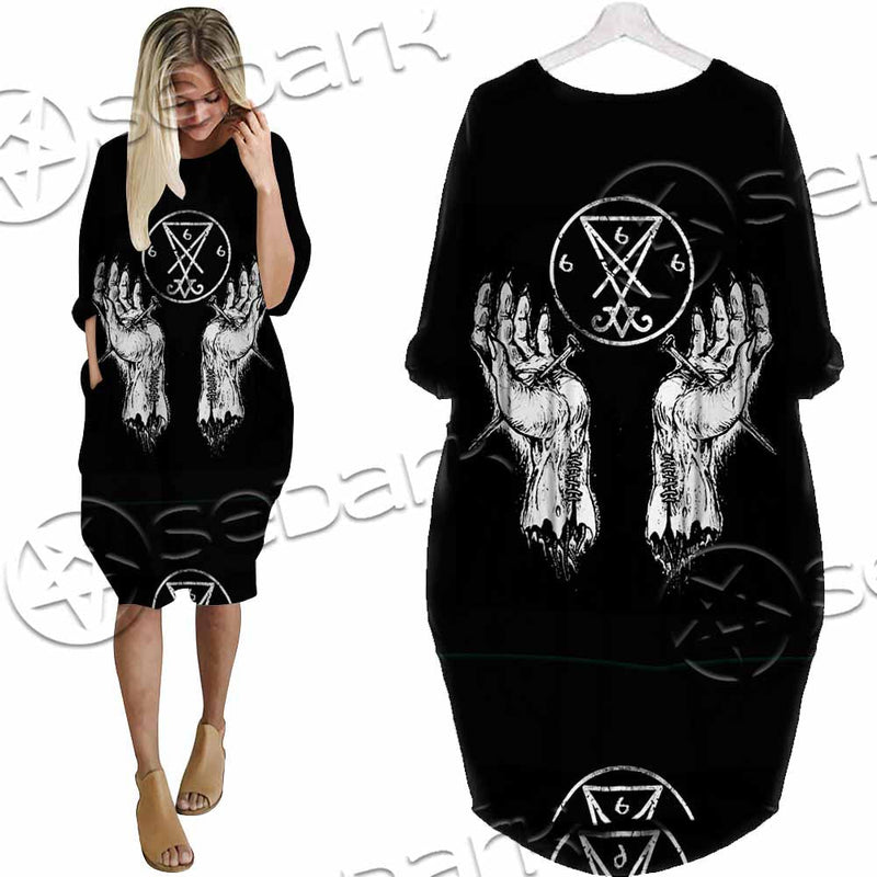 Lucifer Inverted Cross SED-1081 Batwing Pocket Dress