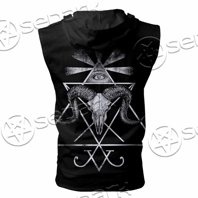 Lucifer Inverted Cross SED-1081 Zip Sleeveless Hoodie
