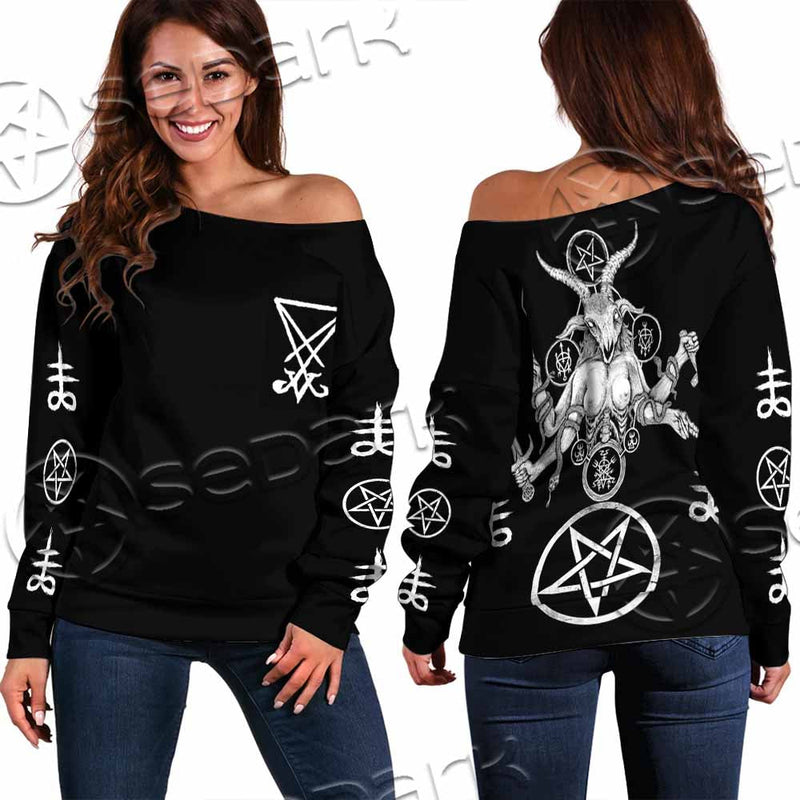 Baphomet Sigil SED-1082 Off Shoulder Sweaters