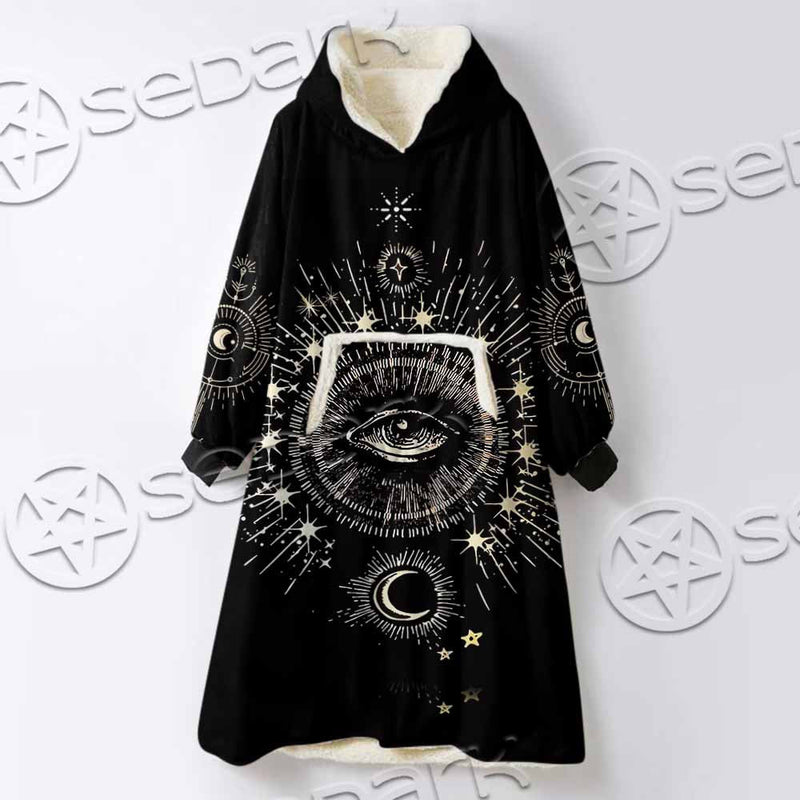 Celestial Aesthetic Sun Crescent Moon SED-1083 Oversized Sherpa Blanket Hoodie