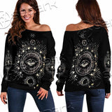 Celestial Aesthetic Sun Crescent Moon SED-1083 Off Shoulder Sweaters