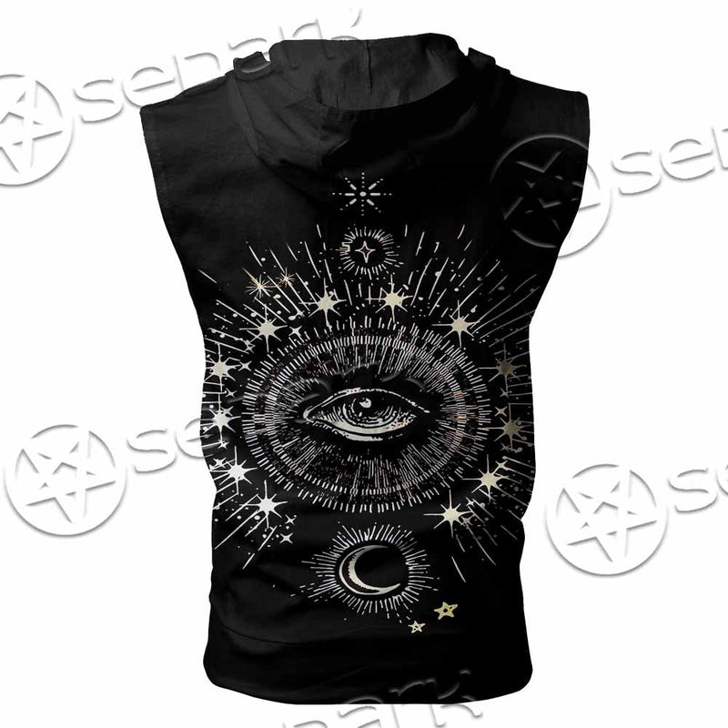 Celestial Aesthetic Sun Crescent Moon SED-1083 Zip Sleeveless Hoodie