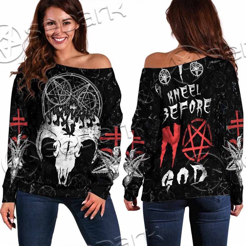 I Kneel Before No God SED-1085 Off Shoulder Sweaters