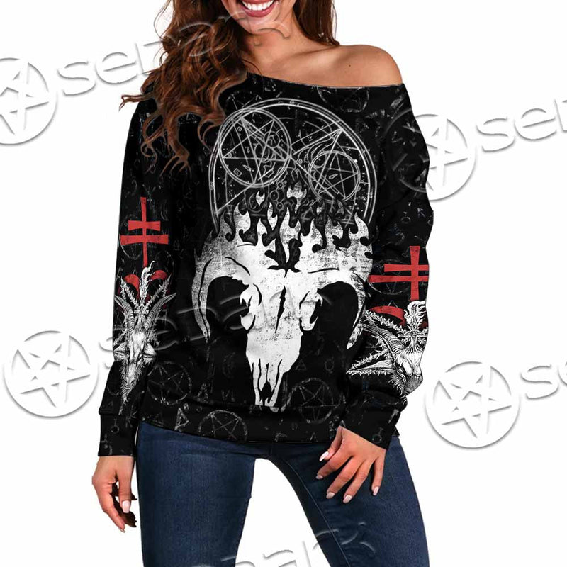 I Kneel Before No God SED-1085 Off Shoulder Sweaters