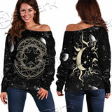 Occult Witch Magic Alchemy Gothic Zodiac SED-1088 Off Shoulder Sweaters