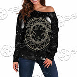 Occult Witch Magic Alchemy Gothic Zodiac SED-1088 Off Shoulder Sweaters