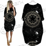 Occult Witch Magic Alchemy Gothic Zodiac SED-1088 Batwing Pocket Dress