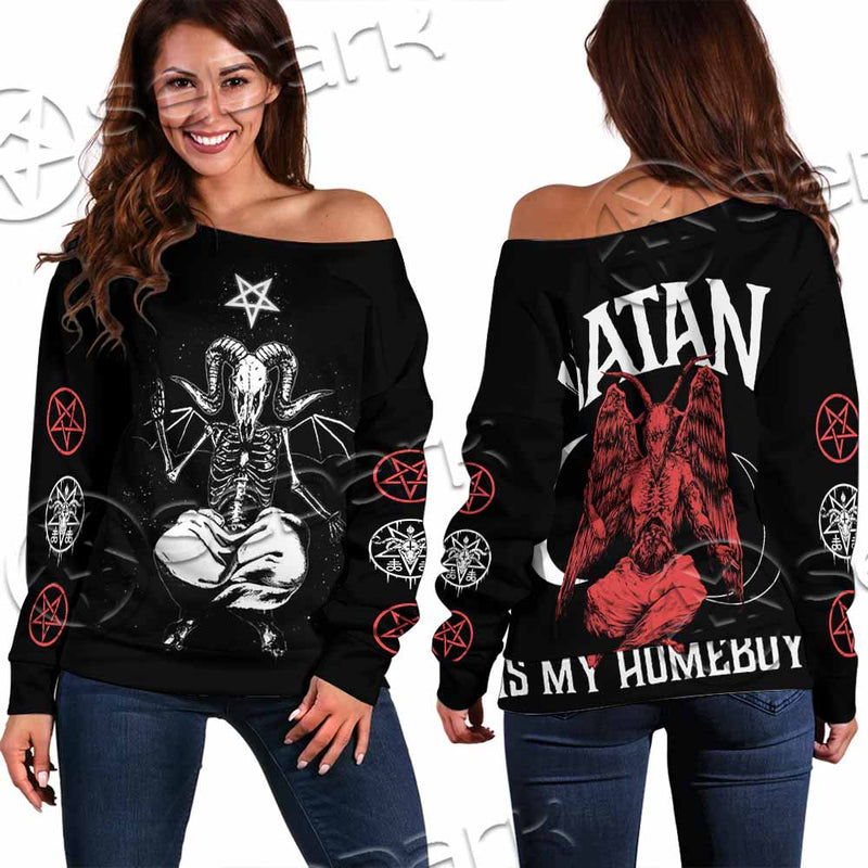 Satan Is My Homeboy SED-1089 Off Shoulder Sweaters