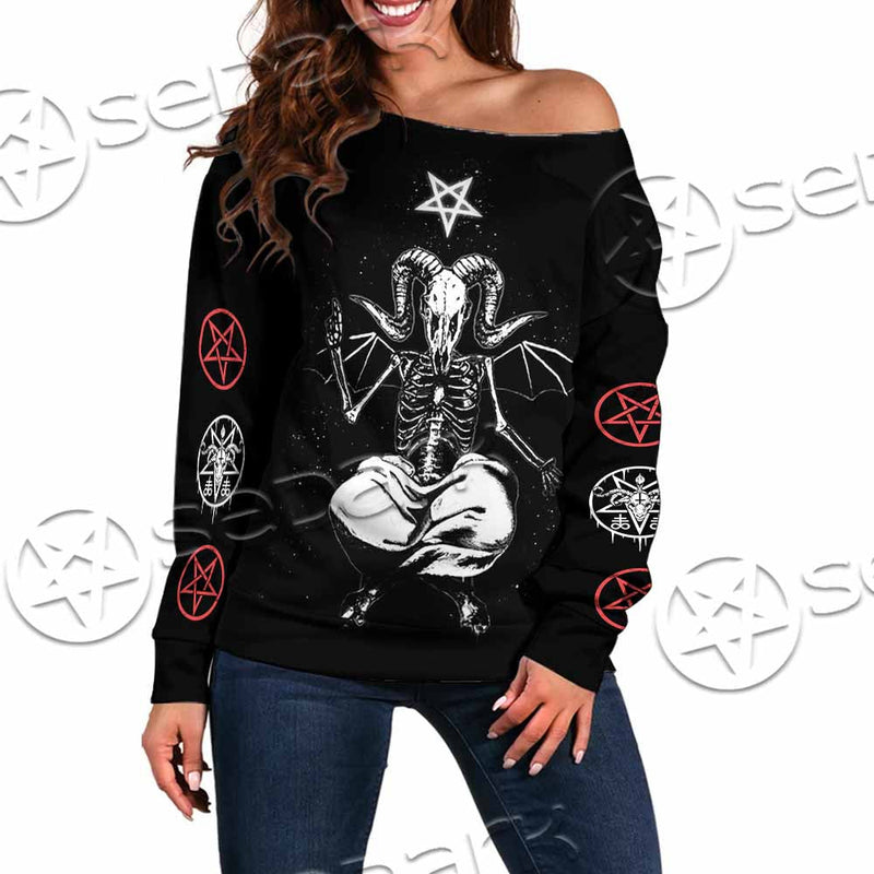 Satan Is My Homeboy SED-1089 Off Shoulder Sweaters