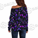 Seamless Illustration Mushrooms Bright Psychedelic SED-1090 Off Shoulder Sweaters