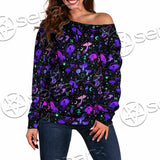Seamless Illustration Mushrooms Bright Psychedelic SED-1090 Off Shoulder Sweaters
