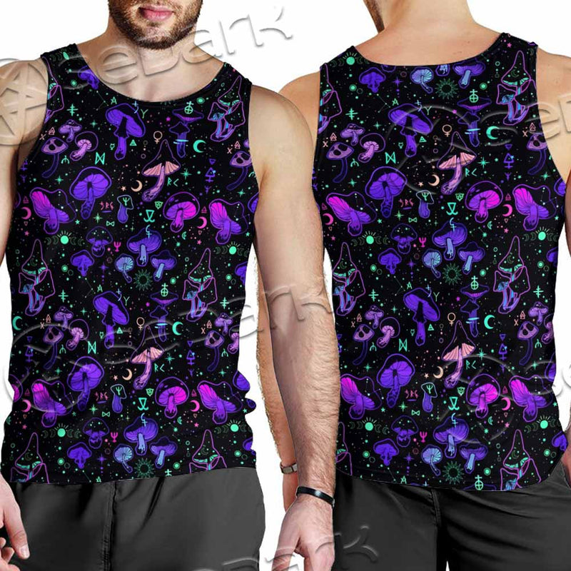 Seamless Illustration Mushrooms Bright Psychedelic SED-1090 Men Tank-tops