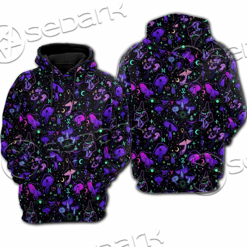 Seamless Illustration Mushrooms Bright Psychedelic SED-1090 Hoodie & Zip Hoodie Raglan
