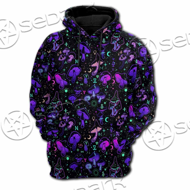 Seamless Illustration Mushrooms Bright Psychedelic SED-1090 Hoodie & Zip Hoodie Raglan