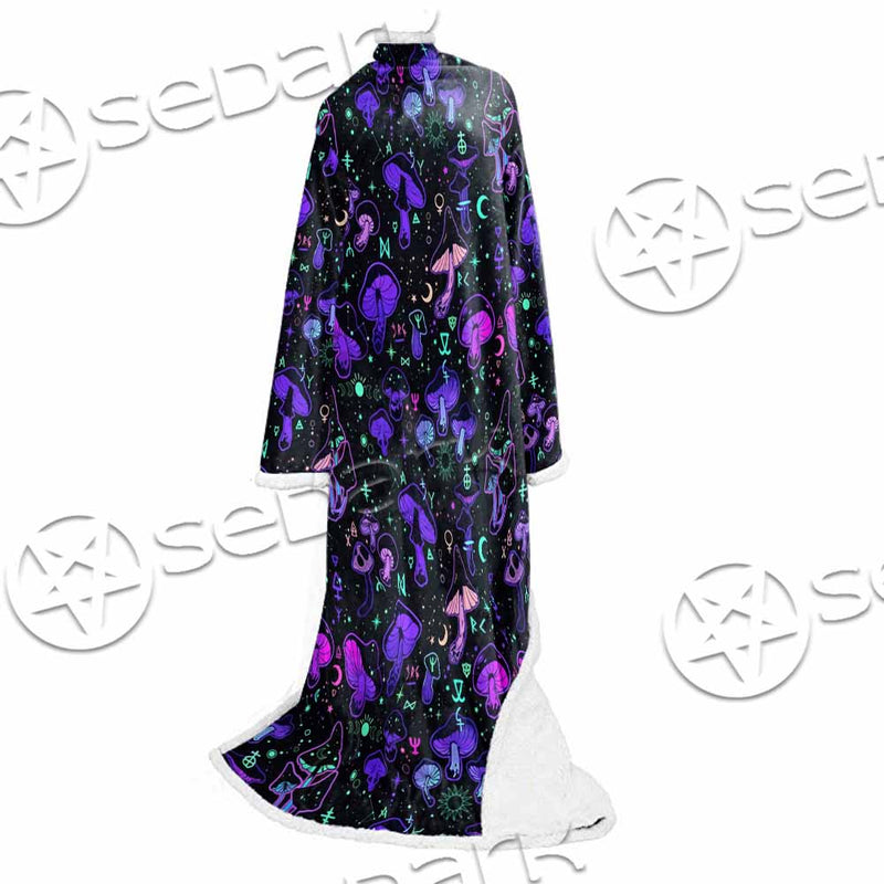 Seamless Illustration Mushrooms Bright Psychedelic SED-1090 Sleeved Blanket
