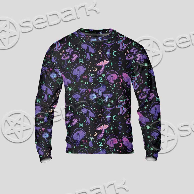 Seamless Illustration Mushrooms Bright Psychedelic SED-1090 Unisex Sweatshirt
