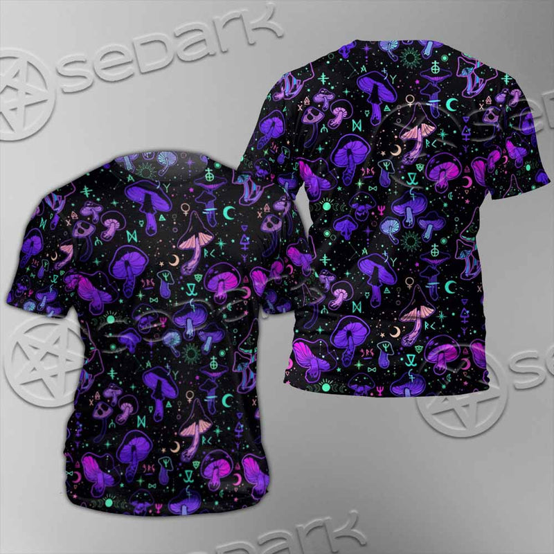 Seamless Illustration Mushrooms Bright Psychedelic SED-1090 Unisex T-shirt