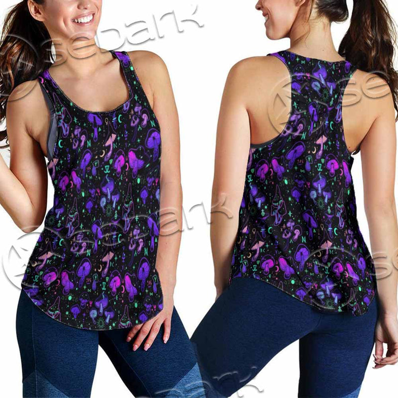 Seamless Illustration Mushrooms Bright Psychedelic SED-1090 Women Tank Top