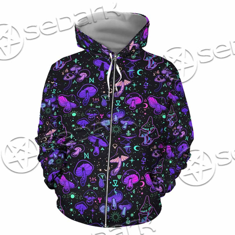 Seamless Illustration Mushrooms Bright Psychedelic SED-1090 Hoodie & Zip Hoodie