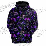 Seamless Illustration Mushrooms Bright Psychedelic SED-1090 Hoodie & Zip Hoodie Raglan