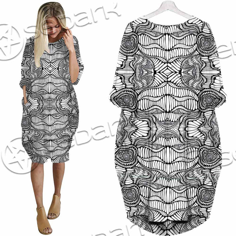 Psychedelic Maze Of Ornaments SED-1091 Batwing Pocket Dress