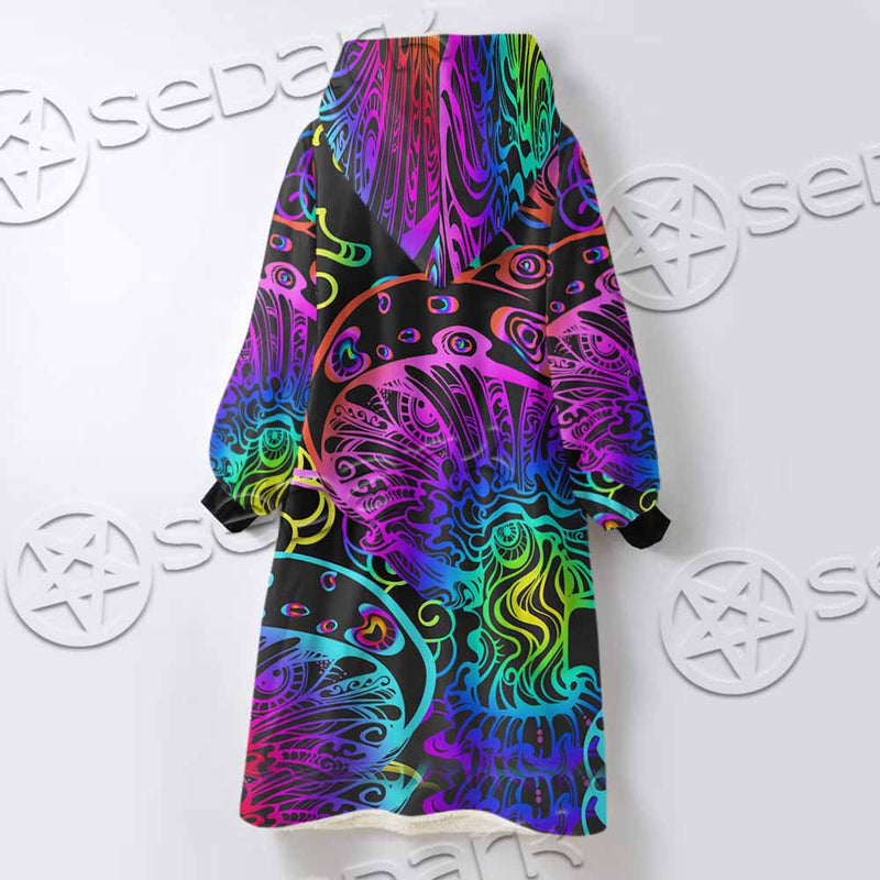 Hallucinogenic Mushrooms SED-1092 Oversized Sherpa Blanket Hoodie