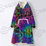 Hallucinogenic Mushrooms SED-1092 Oversized Sherpa Blanket Hoodie