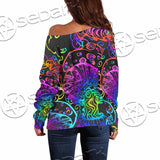 Hallucinogenic Mushrooms SED-1092 Off Shoulder Sweaters