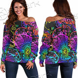 Hallucinogenic Mushrooms SED-1092 Off Shoulder Sweaters