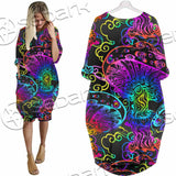 Hallucinogenic Mushrooms SED-1092 Batwing Pocket Dress
