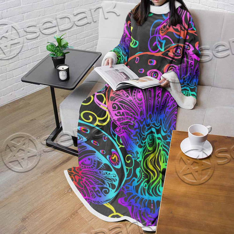 Hallucinogenic Mushrooms SED-1092 Sleeved Blanket