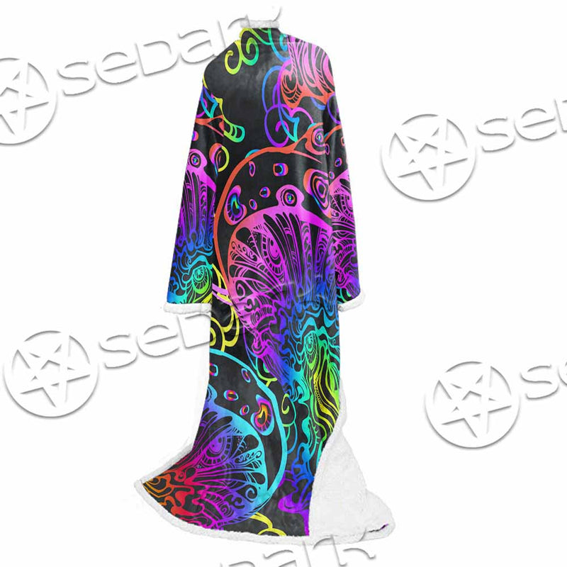 Hallucinogenic Mushrooms SED-1092 Sleeved Blanket