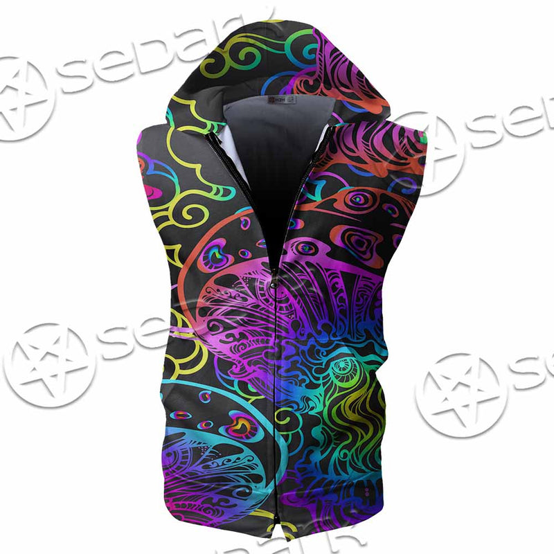 Hallucinogenic Mushrooms SED-1092 Zip Sleeveless Hoodie