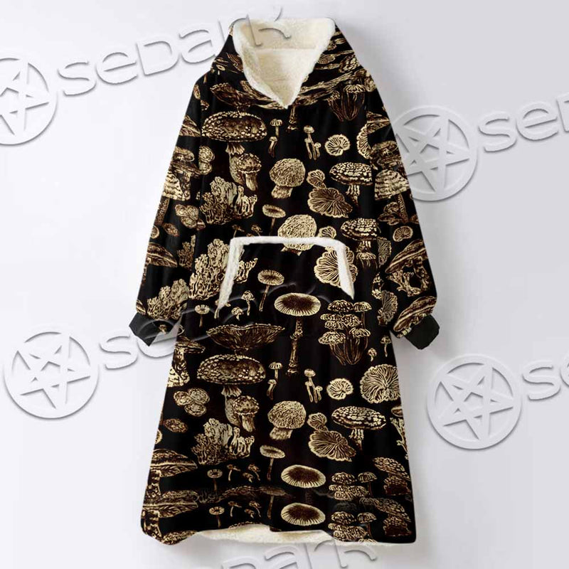 Psychedelic Magic Mushrooms SED-1095 Oversized Sherpa Blanket Hoodie