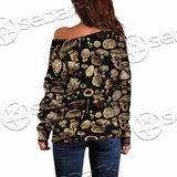 Psychedelic Magic Mushrooms SED-1095 Off Shoulder Sweaters