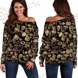 Psychedelic Magic Mushrooms SED-1095 Off Shoulder Sweaters