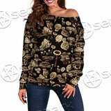 Psychedelic Magic Mushrooms SED-1095 Off Shoulder Sweaters