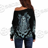 Viking Warrior Head SED-1102 Off Shoulder Sweaters