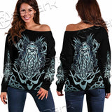 Viking Warrior Head SED-1102 Off Shoulder Sweaters