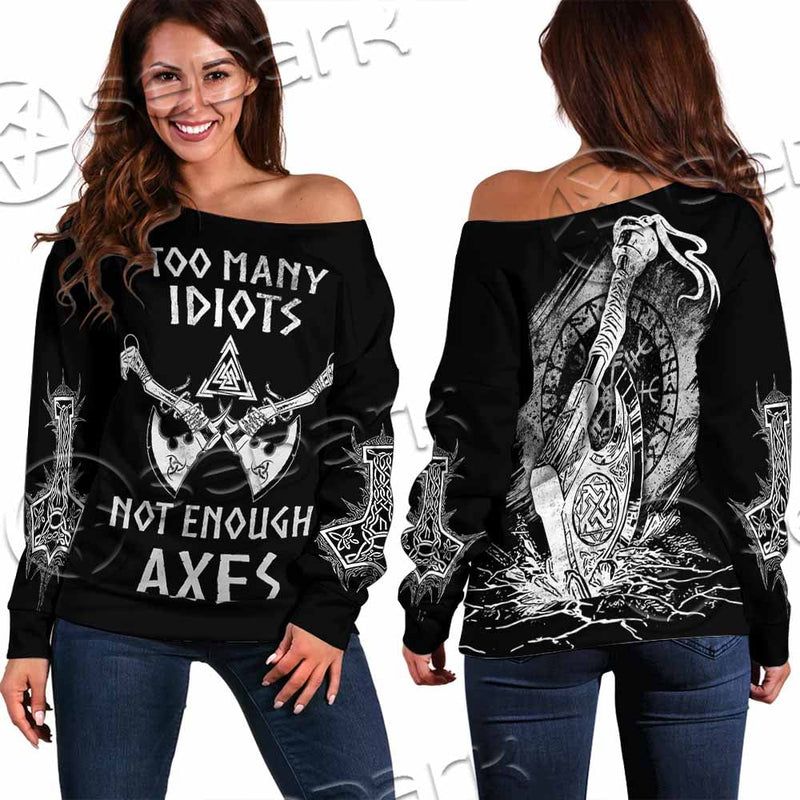 Mjolnir Viking Axe SED-1104 Off Shoulder Sweaters